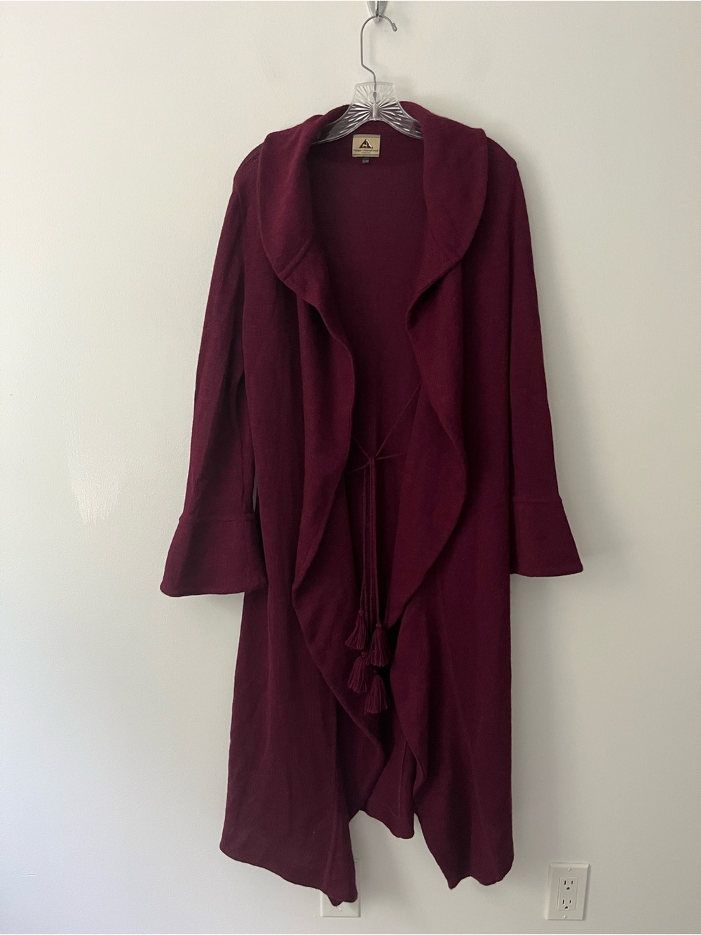 Alpaca International 100% Baby Alpaca Long Duster Bell Sleeve Cardigan Sweater